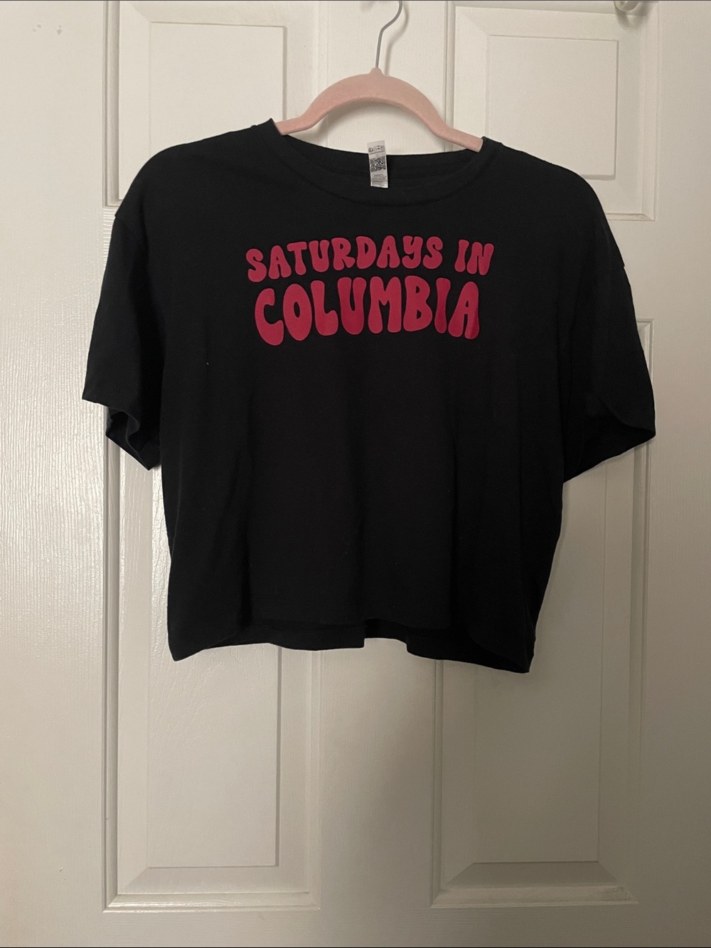 Saturdays in Columbia Black Crop Tee with Graphic